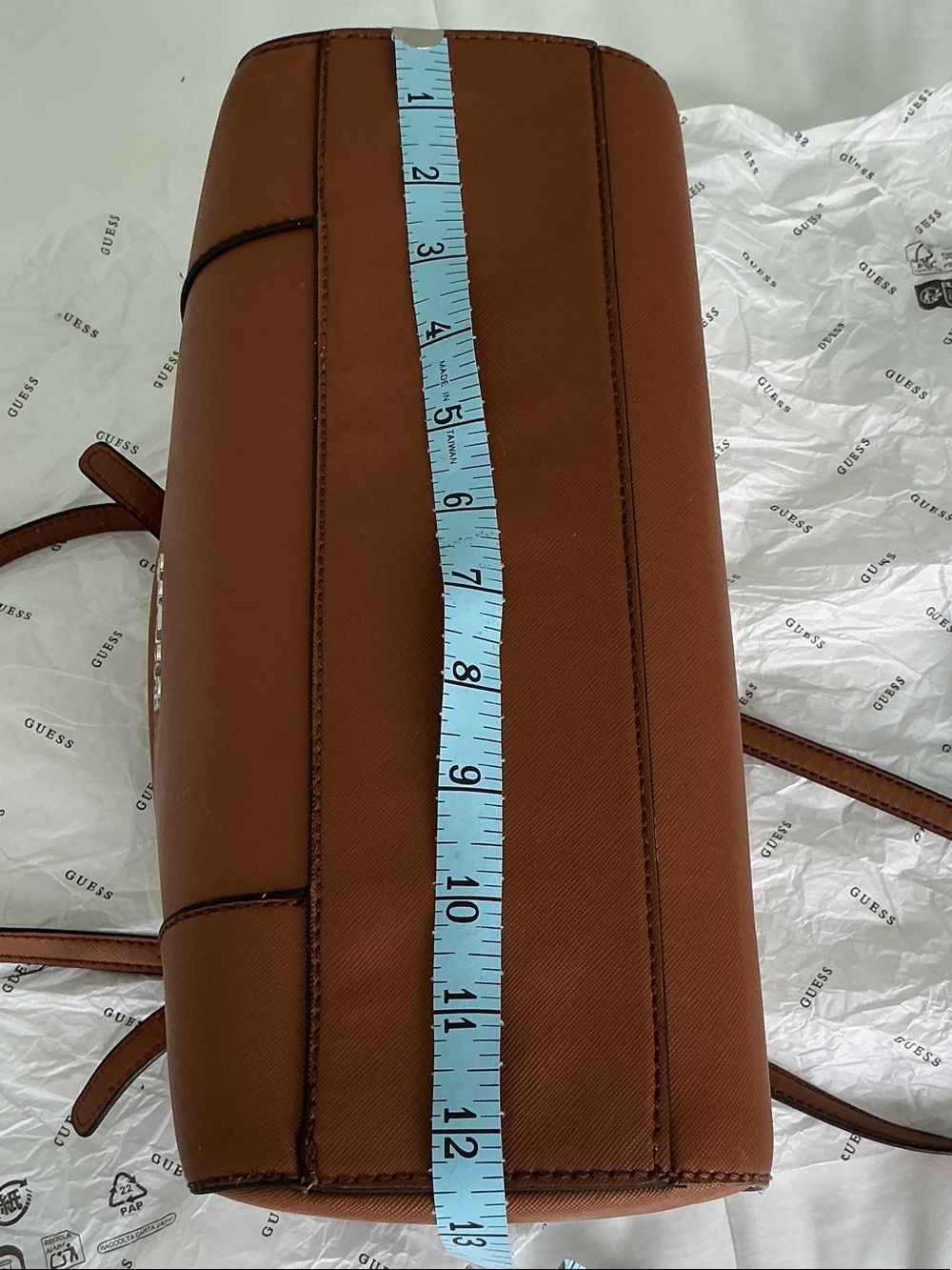 GUESS Brown Dual-Texture Tote - Picture 8 of 12